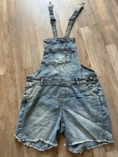 ⭐?Jeans Latz Hose Damen Träger Knöpfe Nieten Baumwolle Jeanshose Leger