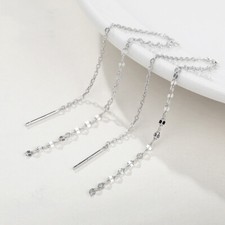 Damen Ohrringe Durchzieher lange Kette Sterling Silber 925