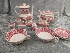 Spode Keramik rot Konvolut Restservice diverse Teile