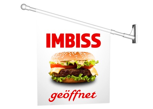 Werbefahne imbiss geöffnet - imbiss,