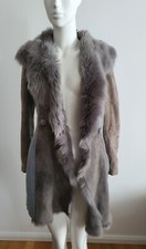 Shearling Lammfellmantel grau Artico Gr. 36 S , it 42 NP 2300 € Wollmantel Leder