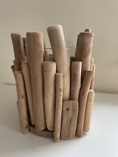 Windlicht Kerzen Treibholz Geschliffen Holz Glas Vintage Optik 21 x 21 cm NEU