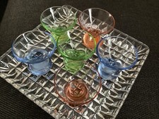 Set of 6  Cordial  Liqueur Glasses Multi color mid century modern 