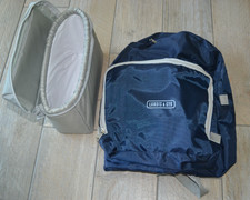 Rucksack, dunkelblau, in grauer Tasche, neu