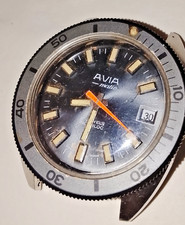 Avia Vintage 70er 20 ATM Taucher Diver Patina Automatic Herren FHF 905 Uhrwerk