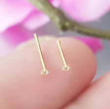 925 Silber Nasenpiercing 18Kt Vergoldet Nasenstecker Stecker Piercing Nose Stud 