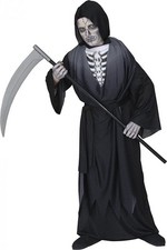 KINDER SENSENMANN KOSTÜM / Halloween Karneval Gevater Tod Zombie Untoter 122/128