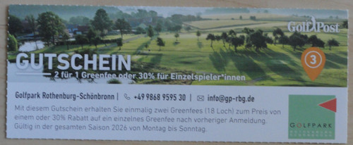 Greenfee gutschein - greenfee, (2für1)