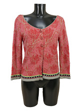 Eva Claudi Damen Strickjacke Gr S / Rosa Rot Muster Neuwertig  ( S 7012 )