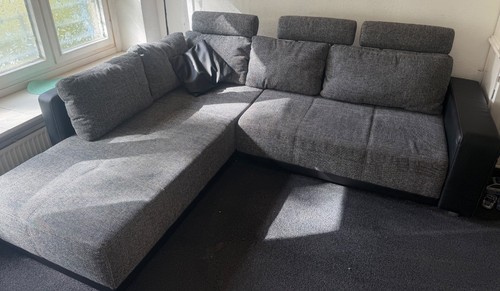 Couch teilleder grau schwarz - couch, grau/schwarz
