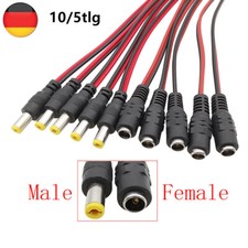 10/5 Stück DC Hohlstecker oder Buchse 5,5 x 2,1 mit Anschlußkabel Steckverbinder