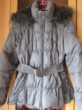 HALLHUBER DONNA  S  36  38 grau  Jacke   Kapuze   Daunen Gürtel