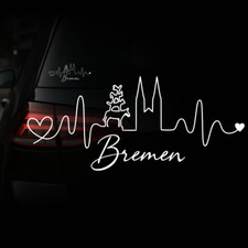 Bremen Skyline Herzschlag Aufkleber Auto | Farben Größen | Stadt |  Sticker 751