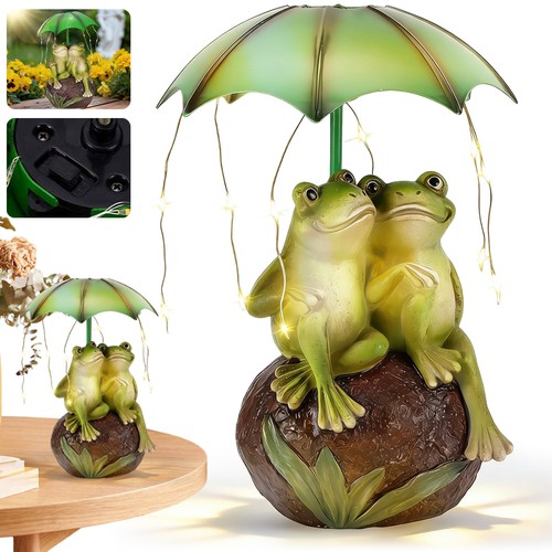 Frosch gartenfiguren mit solar - frosch,
