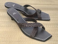 ☀️ MISS HARPER ☀️ elegante Flechtpantoletten in Braun - Echtleder