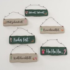 Hänger Schild MDF lackiert 15x5cm Spruch Advent Weihnachten Plätzchen Motivwahl 