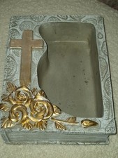 Grabschale Grabbuch Beton Buch Rosa Kreuz Pflanzschale Grabschmuck  Grabbuch