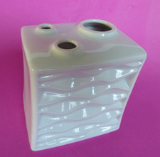 Vintage sehr seltene Plankenhammer Moos Op Art Vase Porzellan weiß 3loch