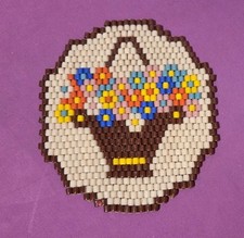 DDR - ALTER GLASPERLEN WALZENPERLEN UNTERSETZER - VINTAGE OSTALGIE