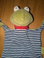 Sigikid Frosch mit Halstuch weiß blau gestreift Schnuffeltuch Schmusetuch grün