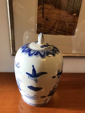 Wunderschöne Vintage Deckelvase China Original Blau Weiß F1