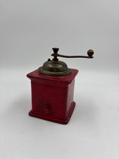 Mini‑Deko Kaffeemühle, Keramik rot, ca. 11 × 5 cm, Messingoptik‑Kurbel, nicht fu