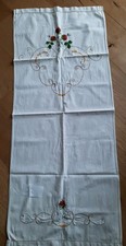 Altes Übertuch Handtuchüberhang Stickerei - OBST- Handarbeit - 52 x 125 cm