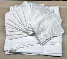 Klässbols Tischdecke Sweden 3,3m x 1,3m + 12x Serietten 47cm x 45cm Weiß Beige