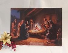 Weihnachtskrippe Bild Druck auf Holz neu ungerahmt