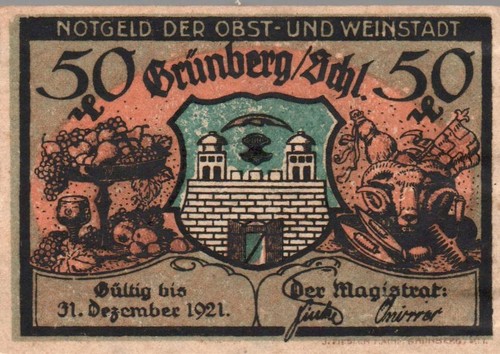 Notgeld grünberg schlesien - grünberg, schlesien,