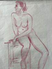 KURT MOSER AKT EROTIK ZEICHNUNG FRAU BUNTSTIFT AUF PAPIER 30x40cm