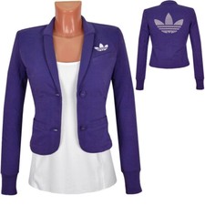 Adidas Night Blazer Damen Trefoil Jacke kurz Sakko Cardigan Party Logo blau/lila