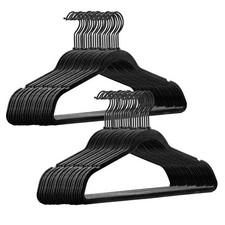 Schwarz Samt / Schwarz Haken Kleiderbügel Anzug Bügel Antirutsch Garderobenbügel