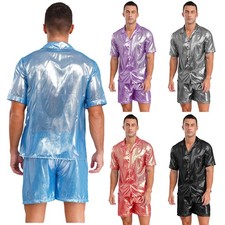 Herren Shirts 70er Top Crop Top Pyjama Tank Boxershort Badebekleidung T-shirt