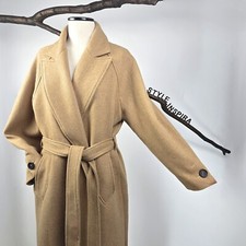 ZARA 🤎 DAMEN MANTEL WOLLMANTEL WOLLMISCHGEWEBE BINDEGÜRTEL KLASSISCH CAMEL 