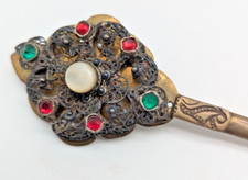 Biedermeier Miederstecker, Gewandnadel um 1840, filigran, Steinbesatz, Trachten