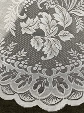 Vorhang Gardinen Fenster Stoff meterweise weiß Höhe 1,45 m Muster Weinrebe Blatt