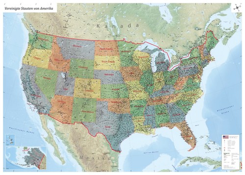 Usa landkarte amerika - xl,