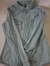 Pimkie Jeans Bluse mit weißen Punkten Gr 36