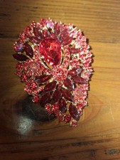 Brosche leuchtend rot oval