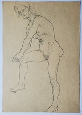 Zeichnung Bleistift Akt Weiblich Stehend Eleonore Vogler