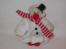 TEDDY BÄR TEDDYBÄR TEDDYBEAR WEIß SCHNEEMANN KOSTÜM ZYLINDER KAROTTE NASE SCHAL