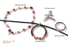 SCHMUCKSET EDELSTAHL Rhodolith