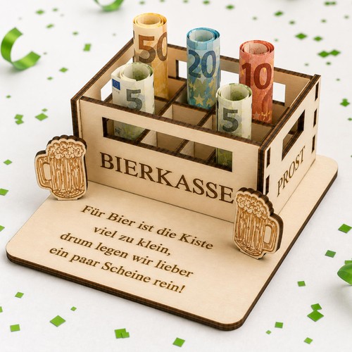 Geldgeschenk bierkasse holz - geldgeschenk,