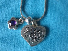 Diddl Kette Diddlina Herz mit lila Stein Länge verstellbar Glücksstein