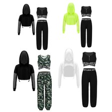 DE Mädchen Hip Hop Kleidung Streetdance Outfit Sport Workout Set Tanzkleidung
