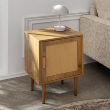 Retro Nachttisch VIENNA - 60cm - natur - Wiener Geflecht Beistelltisch Stauraum