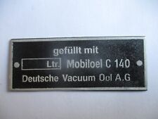 Schild Typenschild MobilOel Schlang Reichart Seilwinde FW 3 4 51 Hanomag öl s78