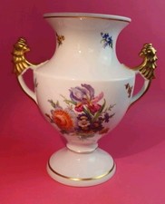 (K10) Prunk Vase Amphore Royal Tettau Atelier Blumen Gold Dekor Bekrönter Adler 