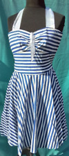 Handmade Rockabilly Kleid Blau - Weiß gestreift Gr. S/M *Stripes* Vintage Style